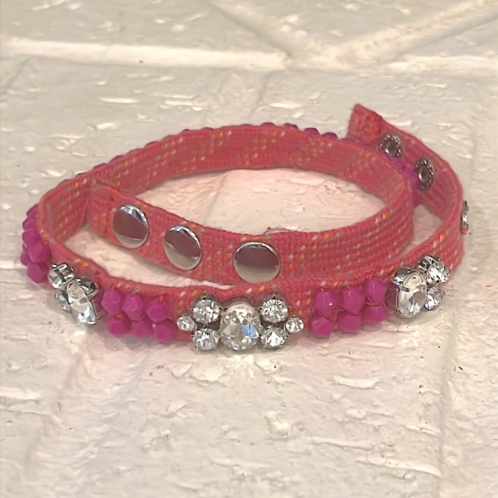 Juicy Couture Vintage Pink Rhinestone Beaded Wrap Bracelet